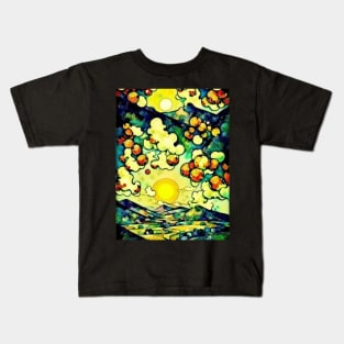 Sun With Mountainscape Kids T-Shirt